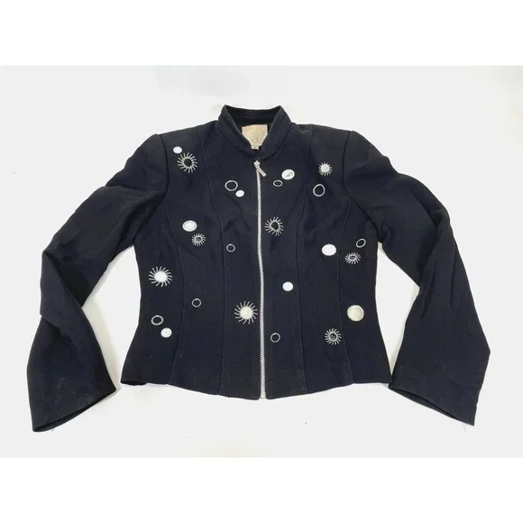 Alberto Makali Cache 2PC Outfit Set Jacket Skirt Womens Size 8 Black Embellished - Picture 7 of 14